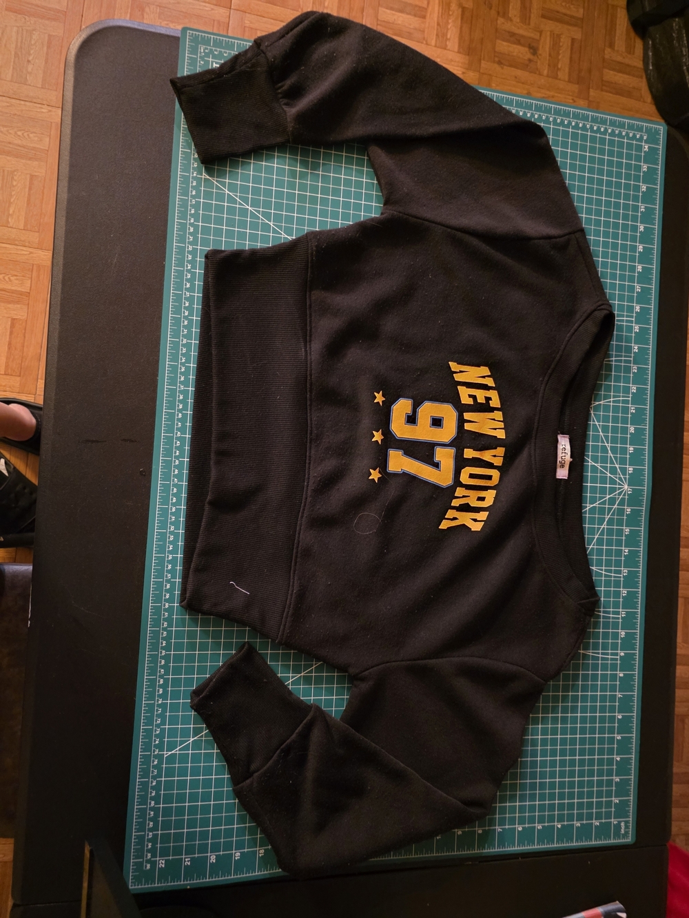 refuge Black Sweatshirt with Gold "New York 97" Graphic